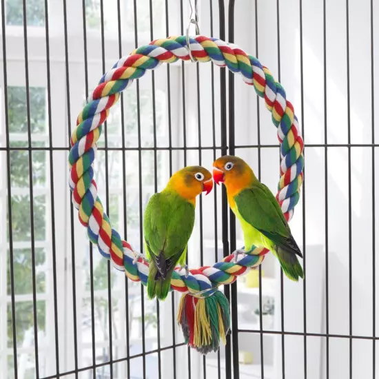 Bird Rope Swing Colorful Perch Climbing Toy for Parrots Budgie Parakeet