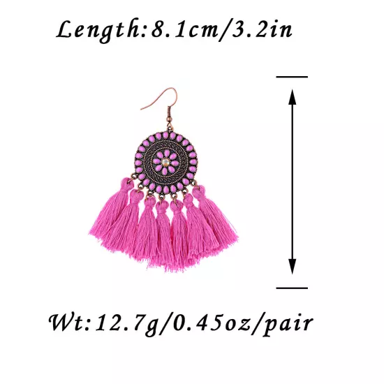 Fashion Women Bohemian Earrings Long Tassel Fringe Drop Dangle Ear Stud Jewelry