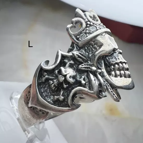 Vintage Japanese BU-BOON Sterling Silver Skull Ring Sterling Silver Size 11 