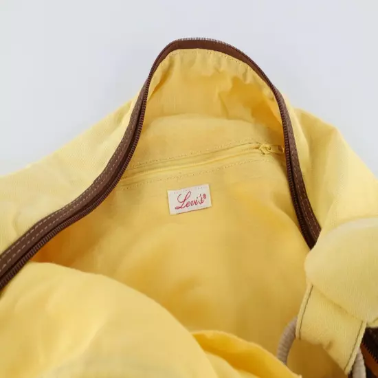 Vintage 90s Levis Spell Out Roped Canvas Floral Hobo Handbag Purse Tote Yellow