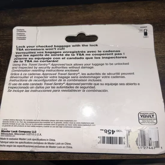 Master Lock 4696T Pack of 2 TSA Approved Luggage Lock 2 Pack