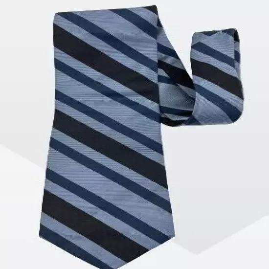 Express Studio Blue Black Striped Regiment Repp Italian Silk Tie 4" x 58"