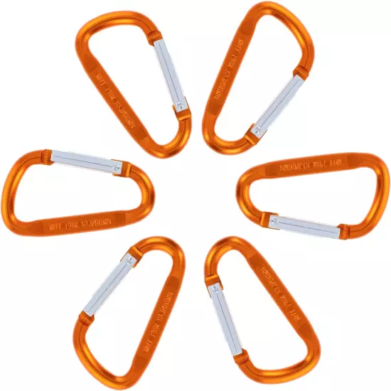 6-Pack Aluminum Multi-Color Carabiner Spring Clip Keychain (Many Sizes, Colors)