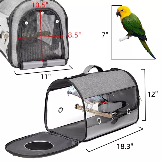 Lightweight Bird Parrot Carrier Travel Bag with Perch Stand Waterproof Pads f