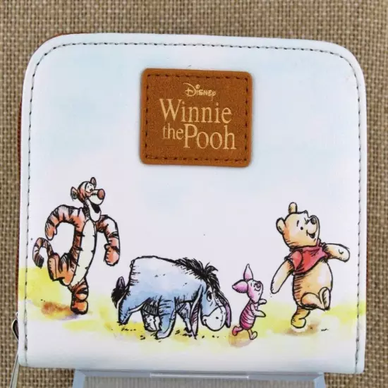 Winnie The Pooh Mini Zipper Wallet Womens Faux Leather Sketch Bioworld New 2023