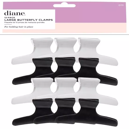 Diane Large Butterfly Clamps Pack of 12 Hair Clips for Women and Girls 3.25 Inch