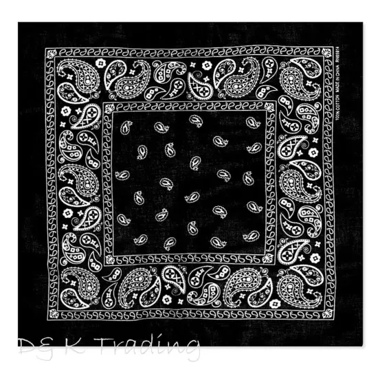 108 Pack Unisex Wholesale Paisley 100% Cotton Double Sided Print Bandanas Bulk