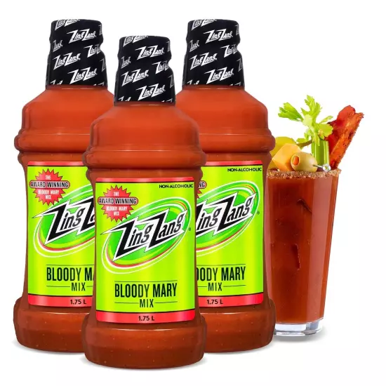 Zing Zang Bloody Mary Mix 1.75L Pack of 3 Zesty and Spicy Premium Blend