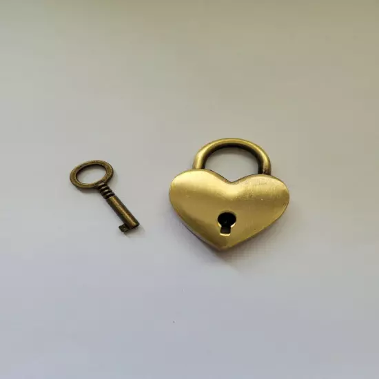 Mini Heart Shape Padlock With Key Travel Tiny Lock Antiqued Bronze