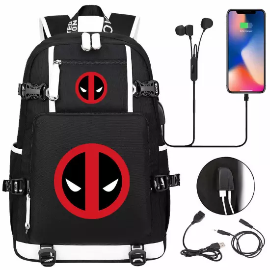 New Deadpool USB Backpack School Bags Men Teens Shoulder Outdoor Bags