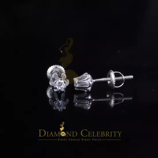 0.10ct Silver Cubic Zirconia European cut White Buttercup Stud Earings Women's