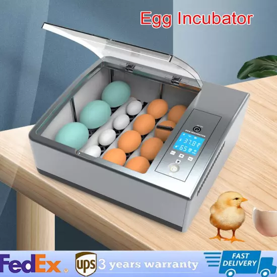 16-Egg Digital Egg Incubator Chicken Duck Hatcher Temp Control Automatic Turning