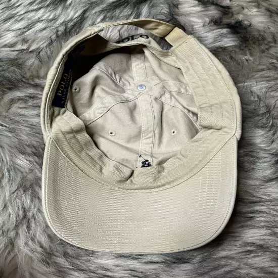 Polo Ralph Lauren Hat Cap Strap Mens Beige Pony Adjustable Preppy Golf DAD