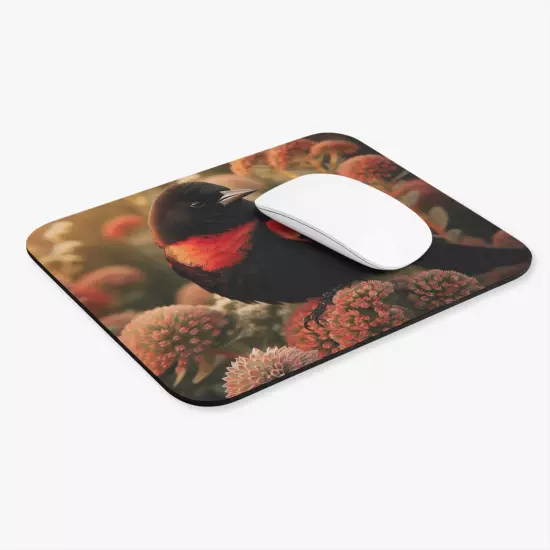 Mouse Pad (Rectangle) Red Winged Blackbird in Natural Environment Design 1