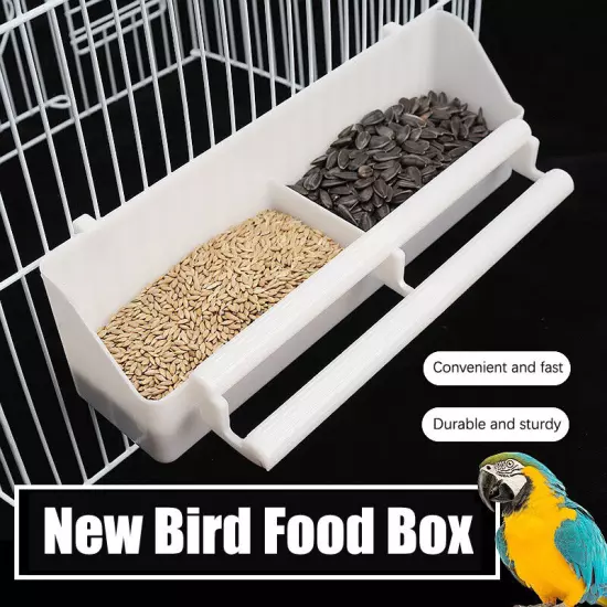 Parrot Birds Water Hanging Bowl Parakeet White Feeder Box Plastic Food Container