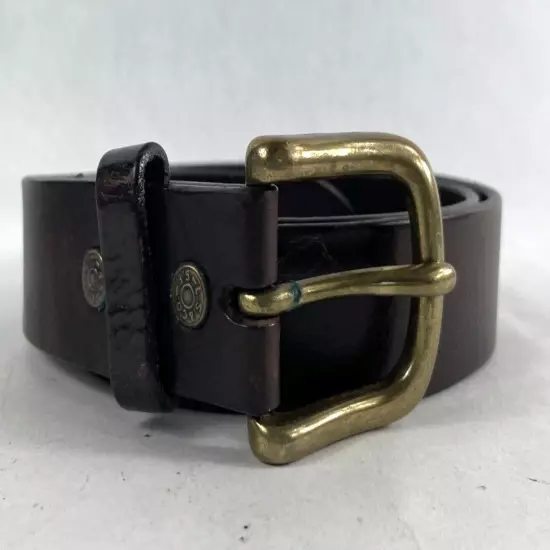 Levis Belt Mens 38/95 Brown Full Grain Leather Sold Brass Buckle 4688