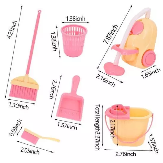 Barbies Doll House Furniture Bed Table Chair Plastic Cleaning Tools for 11.8inch