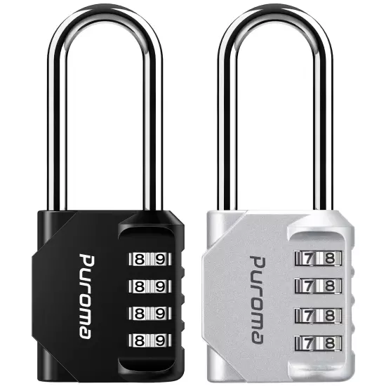 2 Pack 2.6 Inch Long Shackle Combination Lock 4 Digit Outdoor Waterproof Padl...