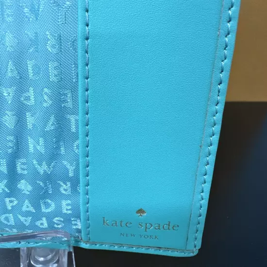 KATE SPADE Passport Holder Wellesley Green Teal Leather