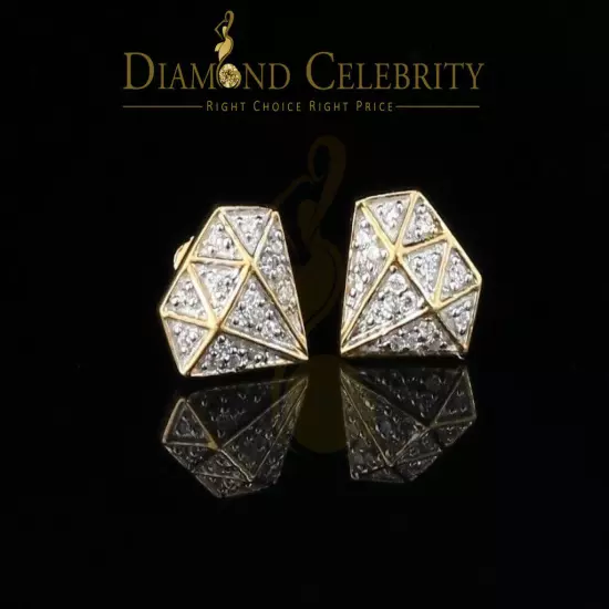 0.24ct Cubic Zirconia 925 Yellow Silver Women's & Men's Hip Hop Stud Earrings