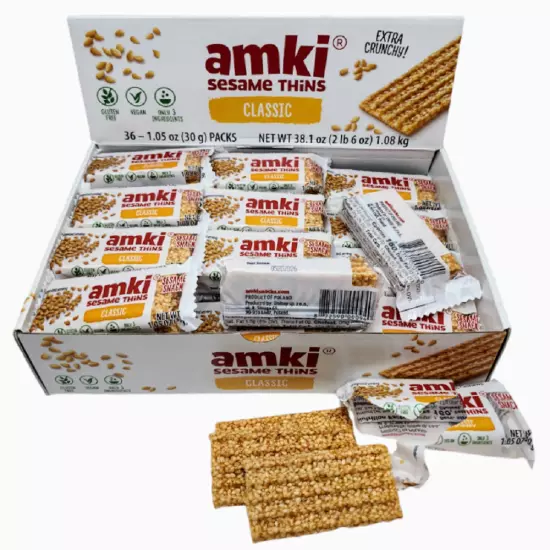 Amki Sesame Thins Classic, 36 x 1.05oz (30g) Packs-Free Shipping-Expiration 2026