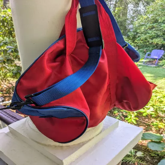 Vintage 80s-90s Spalding Duffle Sports Bag*Zip Closure*Red & Blue