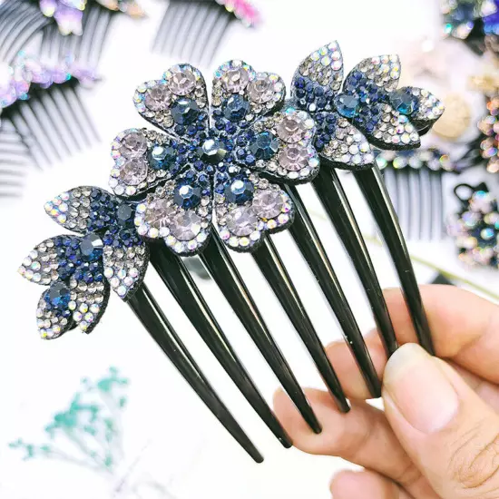 Crystal Flower Hair Comb Clip Shiny Rhinestones Hairpins Women Hair Accessories*