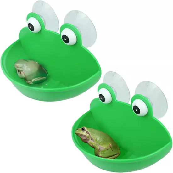 2 Pieces Frog Habitat with Dual Suction Cups Cute Fish Tank for Amphibian Aquati