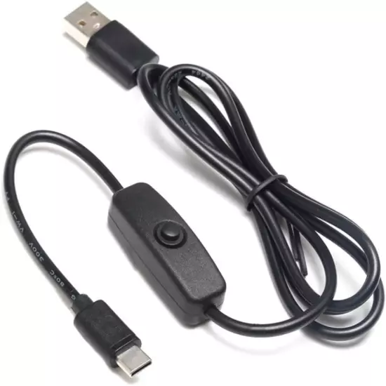 3A USB Type C Cable On/Off Power Button Switch Raspberry Pi & Phone