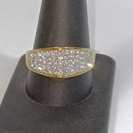 CZ Cluster Gold Tone Men's Ring Size 10 Cubic Zirconia