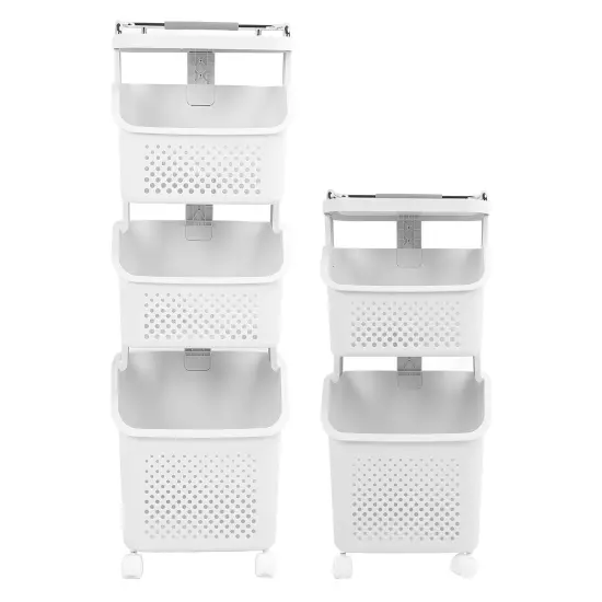 Rolling Laundry Hamper PP ABS Laundry Shelf Clothes Storage Basket Organizer