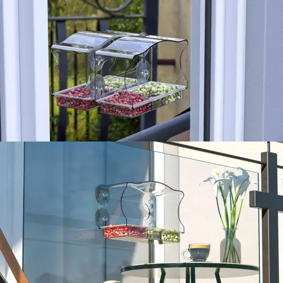 Parrot Clear Acrylic Bird Cage Food Isolation Design Suction Bird Feeder Feeding