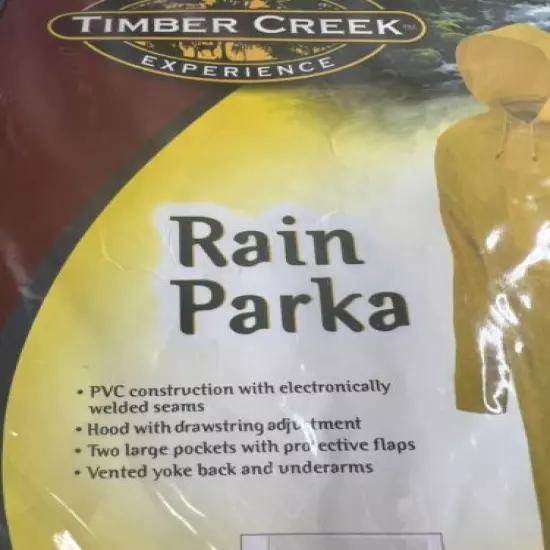 New Timber Creek Long Rain Parka XXL Yellow Polyvinyl With Hood & Pockets 