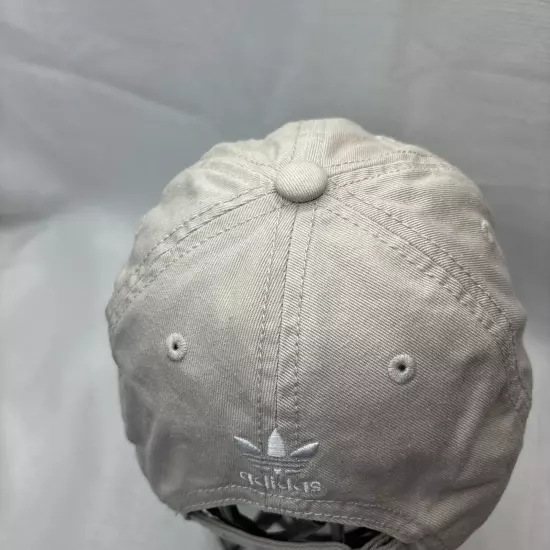 Adidas Dad Hat Beige Cap Strap Back Cotton Adjustable Trefoil Logo Curved Brim