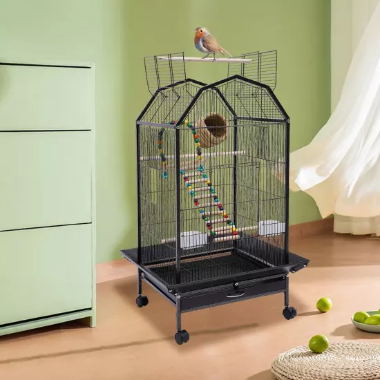 Bird Cage Large Pet cage Wheels Parrot Parakeet Canary Finch Conure with Stand