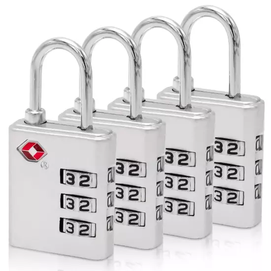 4 TSA Approve 3 Digit Combination Travel Suitcase Luggage Bag Lock Padlock Reset