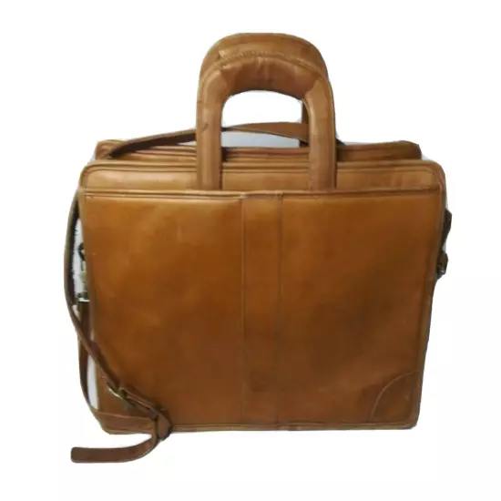 Colombian Leather Slim Briefcase Brown Antigua & GDK Embossed 