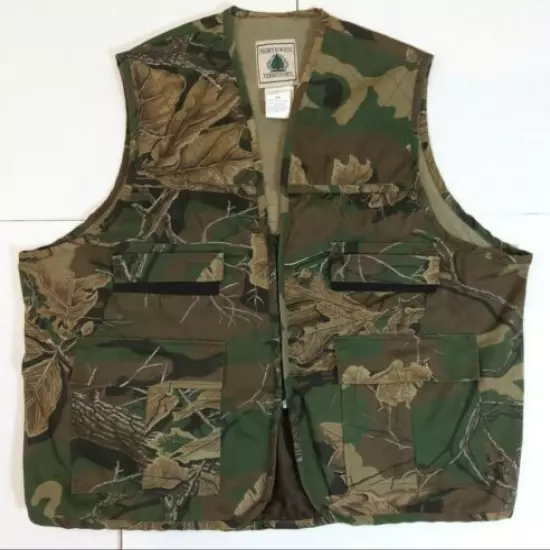 NORTHWEST TERRITORY Men's XL Camo Hunting Vest Zipper Camouflage Green 