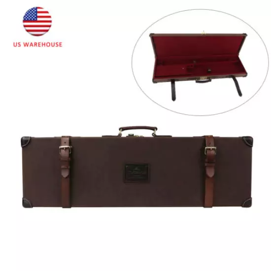 TOURBON Canvas & Leather Gun Case Hard Carry Shotgun Storage Safe Lock Box Gift