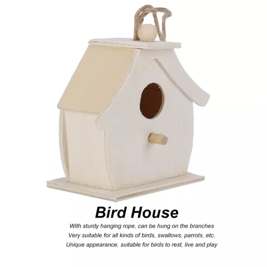 4Pcs Mini Wooden Bird House Hanging Birds Nests Ornaments For Outdoor Garden