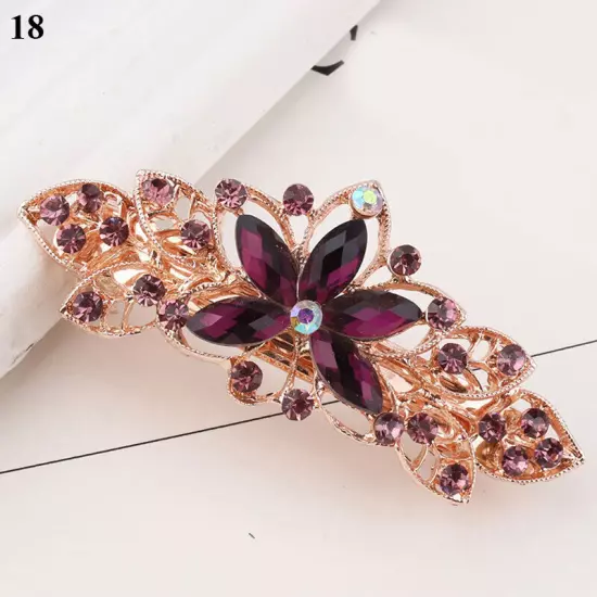 Women's Crystal Rhinestone Flower Hair Barrette Clips Grips Hairpin Jewelry