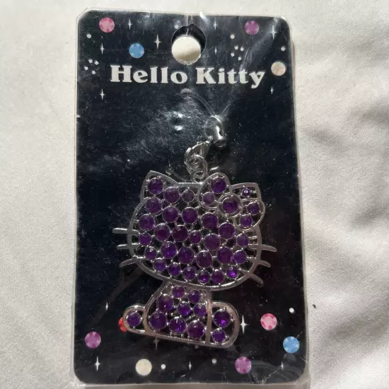 New 2011 Hello Kitty Purple Rhinestone Cell phone Charm Sanrio