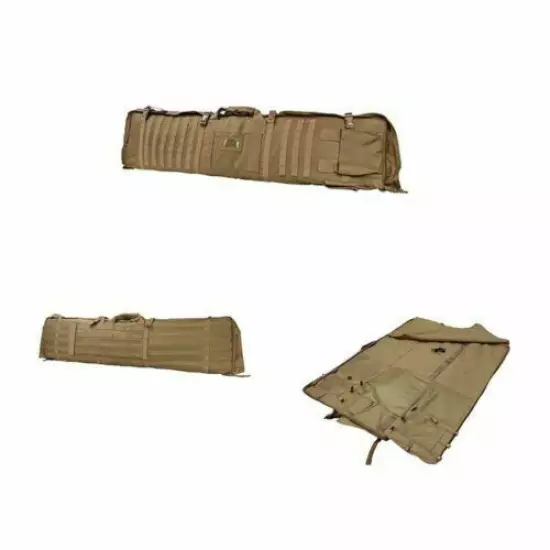 VISM Shooting Mat Rifle Case Combo 48" Hunting Tactical Shooting Range Bag TAN