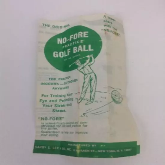 Harry C Lee Co No-Fore Practice Golf Balls New Old Stock Vintage 1950s 60s