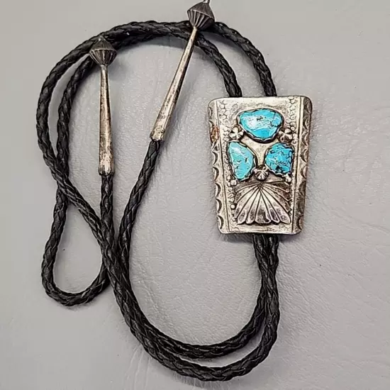 Bennett Bolo Sterling Silver Turquoise Southwest Pat Pend C31 Native American