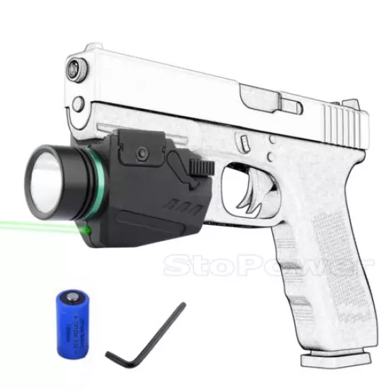 Tactical Green Laser Sight Combo LED Flashlight For 20mm Rail Mini Glock Pistol