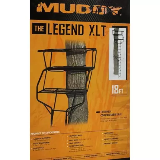 Muddy Legend XLT 18 Ft Tall 2 Person Deer Hunting Ladder Treestand w/2 Harnesses