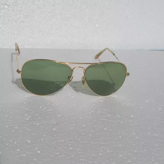 1980's 58[]14mm VINTAGE B&L RAY-BAN USA RU-GREEN AVIATOR SUNGLASSES