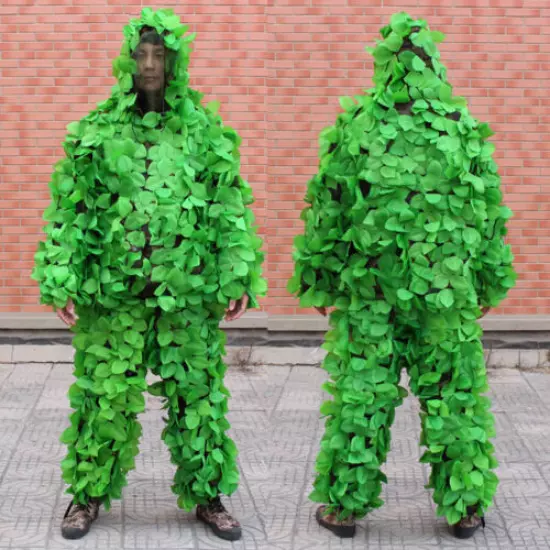 Ghillie Suit Waterproof Hunting Outdoor Training Leaves Camouflage Jacket Pants