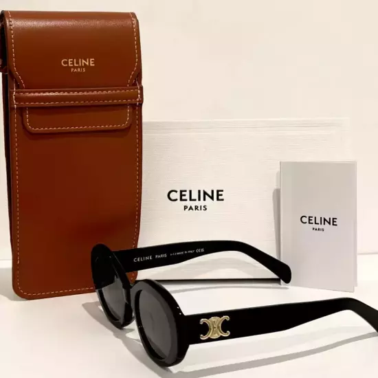 Celine CL40194 Triomphe Oval Women Sunglasses Black